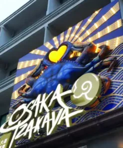 ป้ายกล่องไฟหน้าร้านอาหารญี่ปุ่น OZAKA IZAKAYA