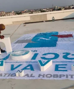 ป้ายอาคาร รพ.นวเวช อินเตอร์เนชั่นแนล ติดตั้งป้ายอักษร