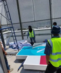 ป้ายอาคาร รพ.นวเวช อินเตอร์เนชั่นแนล ติดตั้งป้ายโลโก้