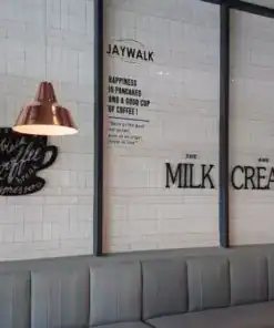 ป้ายเลเซอร์คัท ติดผนังร้านกาแฟ