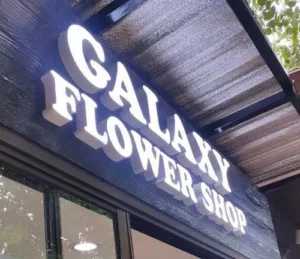 ป้ายไฟตัวอักษรไร้ขอบคิ้ว galaxy flower shop