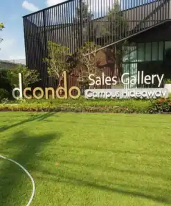 ป้ายไฟแสงออกหน้าแบบมีคิ้ว dcondo SALES GALLERY เสร็จงาน
