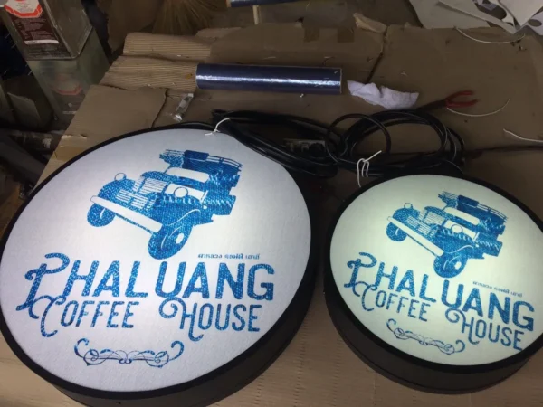 ป้ายไฟวงกลม ตู้ไฟวงกลม สำเร็จรูป ร้าน Phaluang coffee house