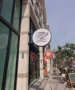 ป้ายไฟวงกลม ตู้ไฟวงกลม สำเร็จรูป ร้าน thanks cup