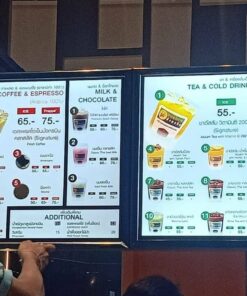 ป้ายกล่องไฟเมนู ร้านเครื่องดื่ม