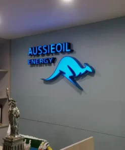 ป้ายไฟตัวอักษร LED ออกหน้า และ โลโก้ aussie oil