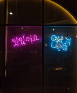 ป้ายไฟนีออนเฟล็ก Flex ตัวอักษร สีชมพูฟ้า